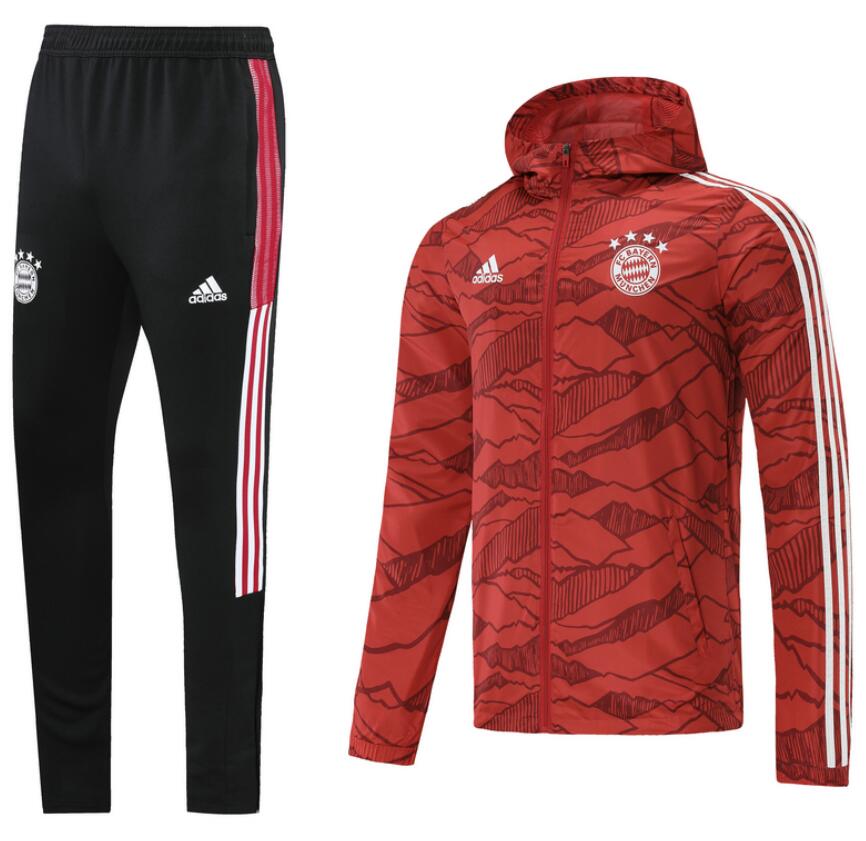 2021/22 Bayern Munich Red Tracksuits Hoodie windbreaker Jacket Kits with Pants